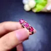 Cluster-Ringe Original-Rubin-Ring aus natürlichem und echtem 925er-Sterlingsilber, 4,5 mm, 3 Stück Edelstein