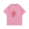 T-shirts pour hommes Tee T-shirts à manches courtes imprimés de fraises mignons et créatifs pour hommes Summer The Loose Couple's Half-sleeved Y2k Tops