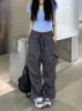 Capris HOUZHOU Harajuku Paracadute Y2K Streetwear Borsa a gamba larga Pantaloni cargo Pantaloni da jogging stile hippy coreano da donna P230602