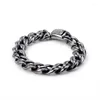 Link Bracelets Stainless Steel Cuban Chain Homme Fold Over Clasp Silver Color Hip Hop Rock Men's Bangles Party Gift Jewelry