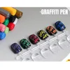 Poloccola 12 pezzi impermeabili per chiodo art per graffiti per graffiti astratti linee di disegno del fiore strumenti di disegno di unghie dipinte per nail art accessori per le nail art strumenti