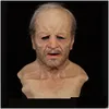 Party Masks Realistic Human Wrinkle Cosplay Scary Old Man Fl Head Latex Mask For Halloween Festival 220610 Drop Delivery 2022 H Home Dhb2J