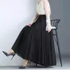 Dresses High Waist Long Skirt Spring Autumn Slim Square Dance Red Threelayer Gauze Skirt Korean Allmatch A Line Skirt Length 90cm