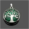 Charms Natural Stone Pendant Gemstone Tree Of Life Diy Necklace For Women Men Jewelry Drop Delivery Findings Components Dhhds