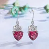 Dangle Boucles D'oreilles Mode Chic Coeur Couronne Bleu Cristal Topaze Pierres Précieuses Goutte Pour Femmes Fille Blanc Or Argent Couleur Bijoux Brincos Cadeaux