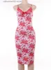 Robes de soirée Slip Print Floral Tight Midi Dress Femmes Vacances D'été Sexy Party Casual Vacances Mode Col En V Moulante Wrap Robes En Gros T230602