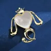 Pins Brooches Women's simple white shell lovely crown dog suitable for women luxury gold stone alloy animal brooch safety pin G230529