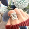 Band Ringen Mode Ontwerp Metalen Vierkante Open Ring Voor Vrouwen Meisjes Trendy Zirkoon Vinger Knuckle Verstelbare Geschenken Drop Levering Sieraden Dh5K0