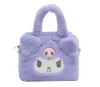 Fashion Kawaii Kuromi Square Plush Zipper Handbag Girl Lovely Melody Fluffy Shoulder Bag Festival Gift Bag Accessories