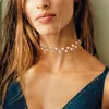 Chaînes hommes bijoux collier colliers Laye blanc Imitation perles clavicule chaîne femme Simple court perle tour de cou pour jeune