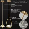 Pendant Lamps Copper Crystal Lotus Lights Bedroom Living Bedside Chinese Post Modern Luxury Single Balcony Aisle Hanging Lamp Lighting