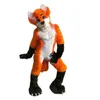 Long Furry Fox Fursuit Halloween Jambe Droite Costume De Mascotte Canine Accessoires De Fête À La Main Multi Couleur Patchwork Orange Blanc