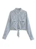 Women's Blouses MESTTRAF Sexy Design 2023 Y2K With Knot Striped Shirts Vintage Long Sleeve Front Button Female Chic Tops