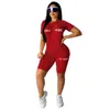 Summer Tracksuits Women T-shirt Shorts 2 Piece Set Sweatsuits High Elastic Fashion Hot Stamping Letter Casual kläder