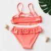 4-14Y Conjunto de bikini de color sólido para niñas de dos piezas para adolescentes Traje de baño para niños P230602