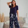 Dames Nachtkleding Ademend 2 STUKS Pyjama Korte Mouw Gedrukt Pijama Mujer Femme Losse Nachtkleding Pak Vrouwelijke Casual Homewear Set Voor Vrouwen 230601