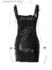 Feestjurken elegante slip bodycon mouwloze strakke mini -jurk vrouwen 2023 pu lederen sexy avond feest nachtclub dames korte jurken t230602