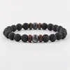 Strand Natural Lava Stone Beads Cura Balance Chakra Charme Pulseira Oração De Madeira Colorida Para Mulheres Homens Jóias