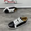 New 2023 Fashion Men Black White Embroidery Rivets loafers Mens Casual Oxford Shoes Wedding Groom Driving Homecoming Business Footwear