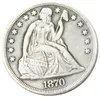 US 1870 P/CC/S Siedzący Liberty Dollar Silver Plated Copy Copy