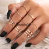 Bandringar Tobilo 8st/set Bohemian Hollow Cross Geometric Rings Set For Women Gold Color Open Joint Ring Party Wedding SMEEXCHE