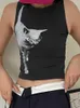 Débardeurs pour femmes Y2k Tops Sexy Crop Top Impression Tank Streetwear 90s Vêtements Pour Femmes D'été Sans Manches T-shirt Vêtements Gothiques Pour Femmes