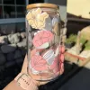 USA CAストック16オンスDIYブランク昇華ビールガラスガラスマグカン竹のふたとプラスチックストロー缶の形状の水筒昇華