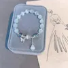 TikTok pulseira borboleta de cristal opala design de nicho feminino pulseira cinza luar pulseira faça você mesmo para presente de estudante