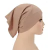Ethnic Clothing Women Muslim Threaded Modal Cotton Jersey Cap Forehead Cross Hat Plain Soft Hijab Fashion All-match Elastic Base Headband