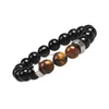 Bracciali in pietra lavica nera naturale di moda con perline Bracciale con perline in occhio di tigre Chakra per uomo donna Stretch Yoga Jewelry Drop Delivery Dhrxq