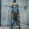 Jeans 2022 Koreanska sommar Nya kvinnor Plaid Rippade denim Overaller Ladies Streetwear Subtimased Jeans Girl Punk Style Anklelength Pants
