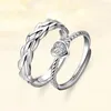 Bagues en grappe véritable 925 en argent Sterling Couple bague bijoux fins coeur pour femmes hommes fiançailles cadeau de fête de mariage