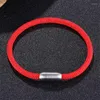Charm Armband Classic Milan Thread Rope Armband för kvinnor Män Rostfritt stål Enkelt Röd svart sträng Lucky Wristband Neutral smycken