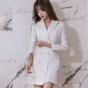 Casual Dresses Fashion Korean Women ol Vintage Double Breasted Long Sleeve Pleated Mini Dress Blazer Elegant Temperament Short Kvinna