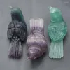 Pendant Necklaces 1Pcs Natural Stone Carved Magpies Bird Animal Ornaments Fluorite Crystal Quartz Crafts Handmade Figurine Home Decoration