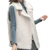 Pelliccia da donna 2023 Gilet di lana di agnello invernale Giacca senza maniche da donna Addensare Gilet caldo Autunno Colletto rovesciato Cerniera nascosta Capispalla