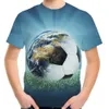 TシャツTシャツサッカー3Dプリントファイヤーサッカーアースフラッグボーイズガールズカジュアルファッションシャツハラジュクティートップスキッズ服230601