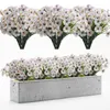 Flores decorativas 5 cabeças de água grama tela de seda flor de pano decoração ao ar livre violeta simulação plástico