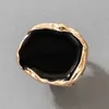 Bandringar Tocona Bohemian Black Stone Joint Ring for Women Men Charms Dripping Oil Big Joint Ring Gothic Jewelry Accessories 16916 J230602