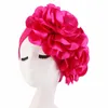 Etnische Kleding Vrouwen Bloemen Ruffle Tulband Caps Moslim Elastische Hoofddoek Bonnet Dames Haaraccessoires Cap Afrikaanse Headtie Wrap