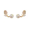 Stud luxe français strass tulipe perle adapté aux femmes exquises boucles d'oreilles en zircon floral bijoux de fête cadeaux de nouvel an G230602