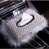 Nieuwe Luxe Parels Auto Tissue Box Crystal Diamond Block type Tissue Dozen Houder voor Vrouwen Papieren Handdoek Cover Case auto Styling