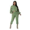 Zweiteilige Hosen für Damen Wishyear 2023 Lässiges Outfit Damen Fleece-Set Langarm-Crop-Top und gemütliche Lougewear-Hosenanzüge Trainingsanzüge