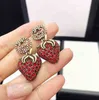 designer jewelry bracelet necklace ring high quality Earrins 925 sterlin diamond studded peach heart strawberry simple earrings