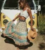 Rokken Hippie Queens Vrouwen Gothic Bloemen Pauw Gedrukt Hoge Elastische Taille Strand Bohemian Rok Dames ALine Midi Boho 230601