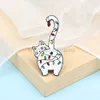 Nowe urocze broszki zwierzęce kreskówki Long Tail Biały Tabby Cat Enamel Pins Women Men Men Mode Mash