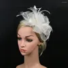 Headpieces British Retro Women Feather Fascinator Headband Large Floral Hair Clip Cocktail Wedding Party Bridal Hat Decor Ladies Headwear