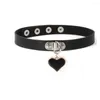 Choker Black Red Faux Leather Femmes