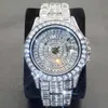 Orologi da polso orologio ghiacciato completo per uomini lussuoso mosaico fatto a mano diamante argento in acciaio in acciaio hip hop data automatico da appuntamento maschio orologio 230602