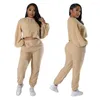 Kvinnors tvåbitar byxor Wishyear 2023 Casual Outfit Women Fleece Set Long Sleeve Crop Top och Cozy LougeWear Trouser Suits Tracksuis